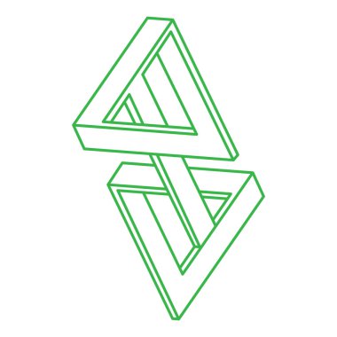 İmkânsız optik illüzyon şekilleri. Optik sanat objeleri. İmkansız rakamlar. Logo. Satır sanatı. 