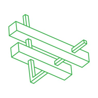 İmkansız şekiller. Logo. Kutsal geometri figürleri. Optik yanılsama. Soyut sonsuz geometrik nesneler. İmkansız sonsuz özet. Çizgi çalışması. Operasyon sanatı. Beyaz arkaplanda imkansız geometri şekli.