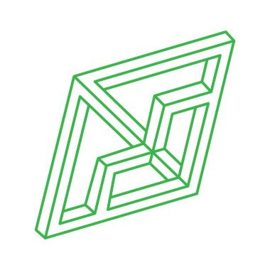 İmkansız şekiller, optik illüzyon logosu, vektör. Optik sanat objeleri. Geometrik şekiller. 