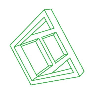 İmkansız bir şekil. Kutsal geometri figürü. Optik yanılsama. Soyut sonsuz geometrik nesneler. İmkansız sonsuz özet. Optik sanat. Beyaz arka planda imkansız geometri şekli. Escher tarzı.