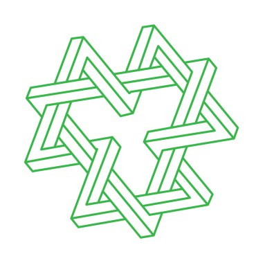 Optik illüzyon şekilleri. Optik sanat objesi. Logo. İmkansız rakamlar. Escher tarzı. Geometri. 