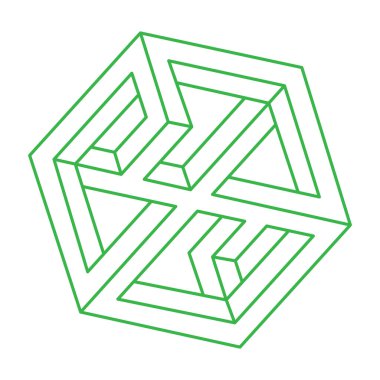 İllüzyon şekilleri. Üç boyutlu geometri objeleri. Optik illüzyon figürleri. Kutsal geometri. Logo. 