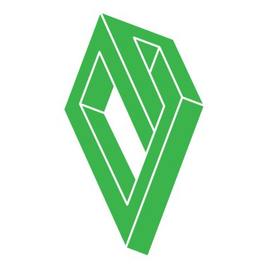 İmkansız şekiller. Optik illüzyon logosu. Soyut sonsuz geometrik nesne. İmkansız sonsuz özet. Escher tarzı. Beyaz arka planda imkansız geometri sembolü. Optik sanat figürleri.