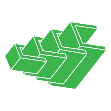Optik illüzyon logosu. İmkansız şekil vektörü. Optik sanat objeleri. Geometrik şekil. 