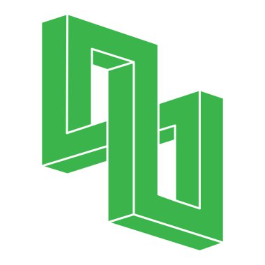 Escher paradoksu geometrisi. Optik illüzyon objesi. Kutsal geometrik figürler. Sanat logosu. İmkansız şekiller. 