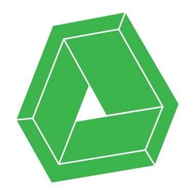 İllüzyon şekli. 3 boyutlu geometri logosu. Optik illüzyon figürü. Kutsal geometri. 