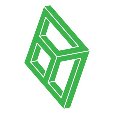 İmkansız şekiller. Kutsal geometri. Optik yanılsama. Soyut sonsuz geometrik nesne. İmkansız sonsuz ana hat logosu. Optik sanat. Beyaz arka planda imkansız geometri sembolü. Satır sanatı.