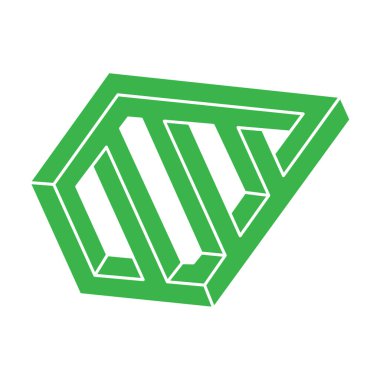 İmkânsız optik illüzyon şekilleri. Optik sanat objeleri. İmkansız rakamlar. Çizgi çalışması. Logo. 