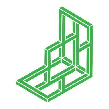 İmkânsız optik illüzyon şekli. Optik sanat objesi. İmkansız rakamlar. Kutsal geometri logosu. 