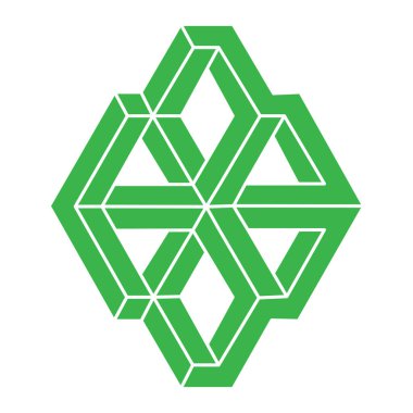 Optik illüzyon şekilleri. Optik sanat objeleri. İmkansız rakamlar. Escher tarzı. Geometri logosu. 