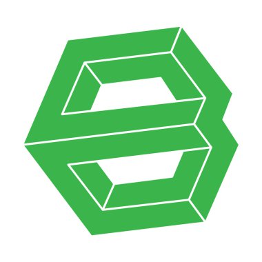 Logo. İmkansız şekiller, optik yanılsama, vektör. Optik sanat objeleri. Geometrik şekil. Satır sanatı.