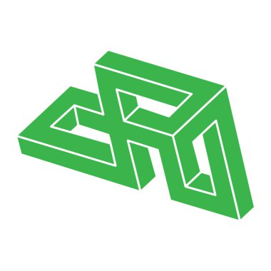 Optik illüzyon logosu. İmkansız bir şekil. Kutsal geometri figürü. Soyut sonsuz geometrik nesne. İmkansız sonsuz ana hatları. Optik sanat. Beyaz arkaplanda imkansız geometri şekli.