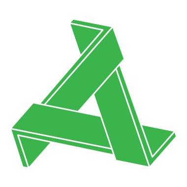 İmkansız şekiller, optik illüzyon üçgeni, vektör. Optik sanat objeleri. Logo. Geometrik şekiller. 