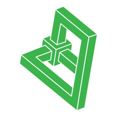 İmkansız şekiller. Optik yanılsama. Kutsal geometri figürü. Soyut sonsuz geometrik nesneler. Logo. İmkansız sonsuz özet. Optik sanat. Beyaz arkaplanda imkansız geometri şekli.