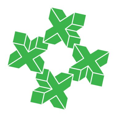 İmkansız şekiller. Kutsal geometri figürü. Optik yanılsama. Soyut sonsuz geometrik nesneler. İmkansız sonsuz özet. Optik sanat. Beyaz arka planda imkansız geometri şekli. Escher tarzı.