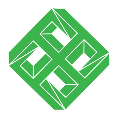 İmkansız şekiller. Kutsal geometri. Optik illüzyon logosu. Soyut sonsuz geometrik nesneler. Optik sanat. Beyaz arka planda imkansız geometri sembolü. Çizgi çalışması. Escher tarzı.