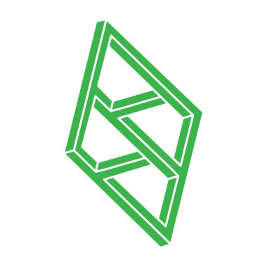 Logo. İmkansız şekiller, optik yanılsama, vektör. Optik sanat objeleri. Geometrik şekiller. Satır sanatı. 