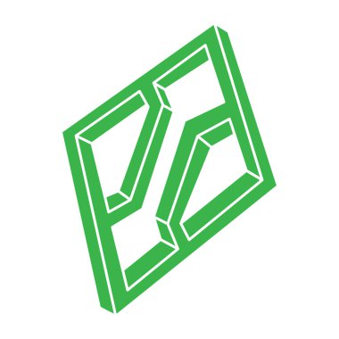 İmkânsız şekil, optik illüzyon logosu, vektör. Optik sanat objesi. Geometrik şekil. 