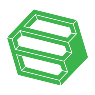 İmkansız bir şekil. Kutsal geometri figürü. Optik yanılsama. Soyut sonsuz geometrik nesne. İmkansız sonsuz özet. Logo. Beyaz arka planda imkansız geometri nesnesi. Optik sanat.