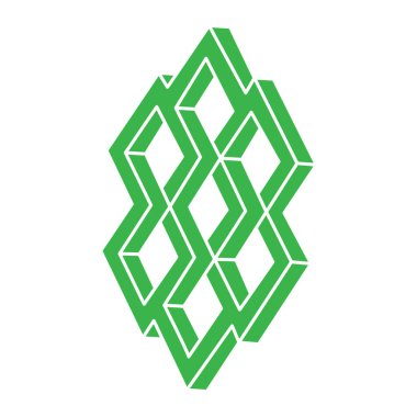 İmkansız bir şekil. Logo. Kutsal geometri figürü. Optik yanılsama. Soyut sonsuz geometrik nesneler. İmkansız sonsuz özet. Optik sanat. Beyaz arkaplanda imkansız geometri şekli.