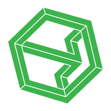 İllüzyon şekli. Üç boyutlu geometri. Optik illüzyon figürü. Kutsal geometri logosu. 