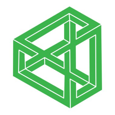 İllüzyon şekilleri. Üç boyutlu geometri objeleri. Logo. Optik illüzyon figürleri. Kutsal geometri. Optik sanat. 