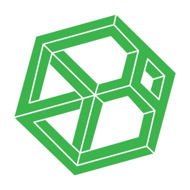 İmkansız şekiller, optik yanılsama, vektör. Optik sanat objesi. Logo. Geometrik şekil.