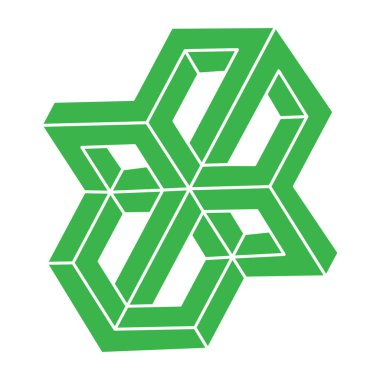 İmkansız şekiller. Logo. Kutsal geometri figürleri. Optik yanılsama. Soyut sonsuz geometrik nesneler. İmkansız sonsuz özet. Optik sanat. Beyaz arkaplanda imkansız geometri şekli.