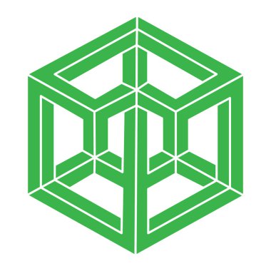 İmkansız şekiller. Kutsal geometri figürü. Optik yanılsama. Soyut sonsuz geometrik nesneler. İmkansız sonsuz özet. Optik sanat. Beyaz arka planda imkansız geometri şekli. Escher tarzı.