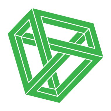 Optik illüzyon logosu. İmkansız vektörü şekillendirir. Optik sanat objeleri. Geometrik şekiller. Escher paradoksu. 