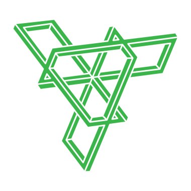 İmkansız şekiller. Kutsal geometri figürü. Optik yanılsama. Soyut sonsuz geometrik nesne. İmkansız sonsuz ana hat logosu. Çizgi çalışması. Optik sanat. Beyaz arkaplanda imkansız geometri şekli.