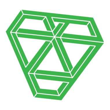 İmkânsız şekil, optik illüzyon logosu, vektör. Optik sanat objesi. Geometrik şekil. 