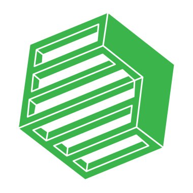 Logo. İmkansız şekiller, optik yanılsama, vektör. Optik sanat objeleri. Geometrik şekil. Satır sanatı. 