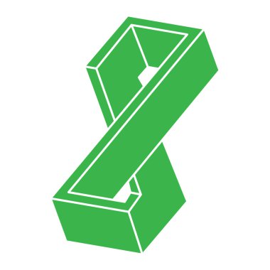 İmkânsız optik illüzyon şekli. Logo. Optik sanat objesi. İmkansız rakamlar. Çizgi çalışması. Gerçekdışı geometrik nesneler. 