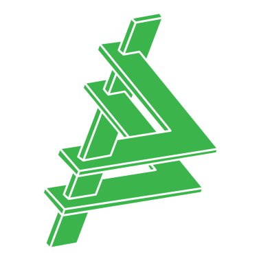 İmkânsız optik illüzyon şekilleri. Logo. Optik sanat objeleri. İmkansız rakamlar. Çizgi çalışması. Gerçekdışı geometrik nesne.