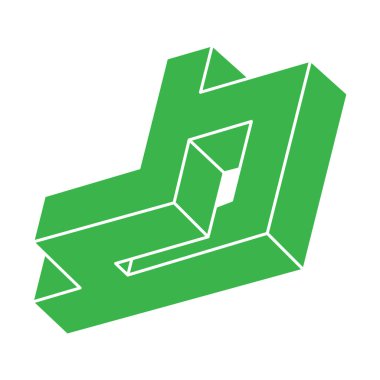 İllüzyon şekli. Üç boyutlu geometri objeleri. Optik illüzyon figürü. Kutsal geometri. Logo. 