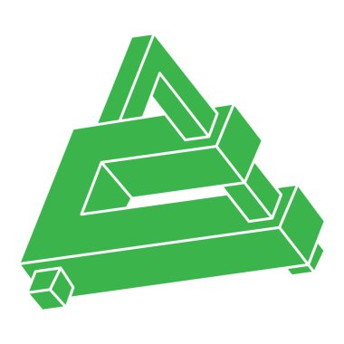 Optik illüzyon logosu. İmkansız şekiller. Kutsal geometri figürleri. Soyut sonsuz geometrik nesneler. İmkansız sonsuz ana hatları. Optik sanat. Beyaz arkaplanda imkansız geometri şekli.