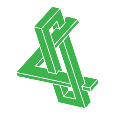 Optik illüzyon logosu. İmkansız şekil vektörü. Optik sanat objesi. Geometrik şekil. Escher paradoksu. 