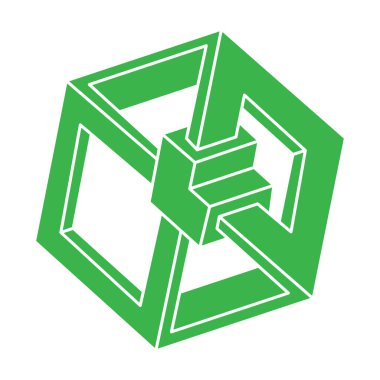 Logo. İmkansız şekiller, optik yanılsama, vektör. Optik sanat objeleri. Geometrik şekiller. Satır sanatı. 