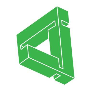 Optik illüzyon logosu. İmkansız şekil vektörü. Optik sanat objesi. Geometrik şekil. Escher paradoksu. 