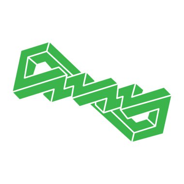 İmkânsız optik illüzyon şekilleri. Optik sanat objeleri. İmkansız rakamlar. Gerçek dışı geometrik logo. 