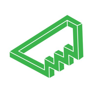 İmkansız şekiller, optik yanılsama, vektör. Optik sanat yeşil nesneleri. Logo. Geometrik şekiller. 