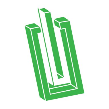 İmkansız şekiller, optik illüzyon logosu, vektör. Optik sanat objeleri. Geometrik şekiller. 