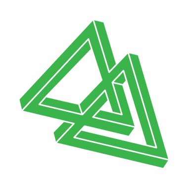 Optik illüzyon logosu. İmkansız şekiller. Kutsal geometri figürleri. Soyut sonsuz geometrik nesneler. İmkansız sonsuz ana hatları. Optik sanat. Beyaz arkaplanda imkansız geometri şekli.