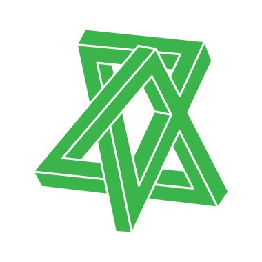 İllüzyon şekilleri. 3 boyutlu geometri objesi. Optik illüzyon figürleri. Kutsal geometri logosu. 