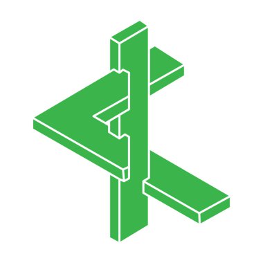 İmkansız şekiller. Optik illüzyon logosu. Kutsal geometri figürü. Soyut sonsuz geometrik nesne. İmkansız sonsuz özet. Optik sanat. Beyaz arkaplanda imkansız geometri şekli.