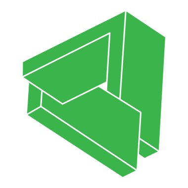 İllüzyon şekli. Üç boyutlu geometri. Optik illüzyon figürü. Kutsal geometri objesi. Logo. 