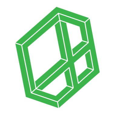 İmkansız şekiller. Optik illüzyon logosu. Kutsal geometri figürleri. Soyut sonsuz geometrik nesneler. İmkansız sonsuz özet. Optik sanat. Beyaz arkaplanda imkansız geometri şekli.