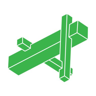 Optik illüzyon logosu. İmkansız vektörü şekillendirir. Optik sanat objeleri. Geometrik şekiller. Escher paradoksu. 