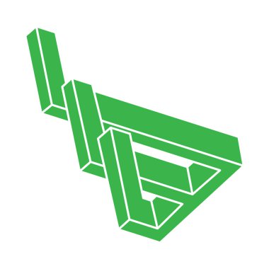 İmkansız şekiller. Kutsal geometri logosu. Optik illüzyon figürleri. Soyut sonsuz geometrik nesneler. Beyaz arka planda imkansız geometri şekli. Optik sanat.